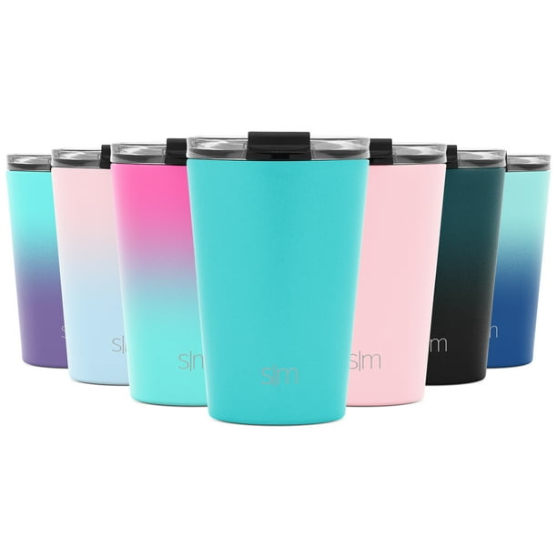18//8 Stainless Steel Water Bottle Coffee Vacuum Insulated Gift for Men and Women Beer Pint Cup Midnight Black Simple Modern 16oz Classic Tumbler Travel Mug with Clear Flip Lid /& Straw